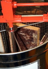 Honigschleuder mit gefüllten Waben